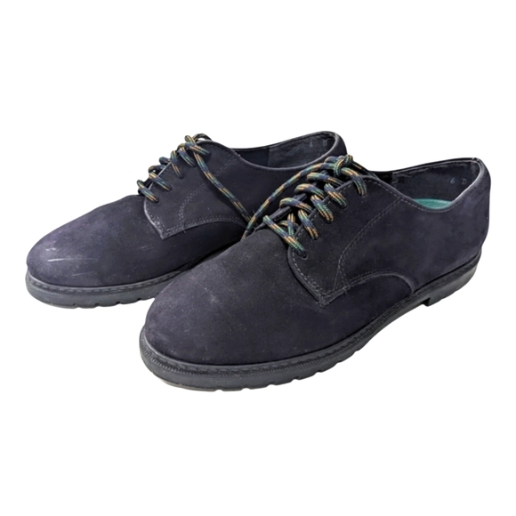 Dr.Scholl Suede Slip On Tie Up Black Flat Shoes 6" - Picture 2 of 7